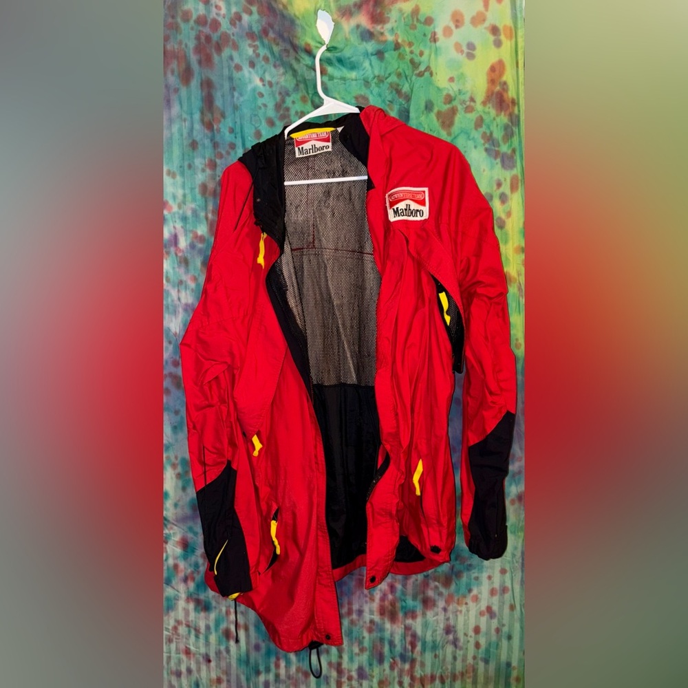 Marlboro Red and Black Jacket with Yellow Highlights